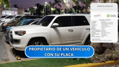 propietario de un vehículo con su placa